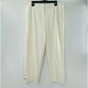 Escada Turka Buckle Hem Cropped Trousers Cream Off White Pants Flat Front Sz 14